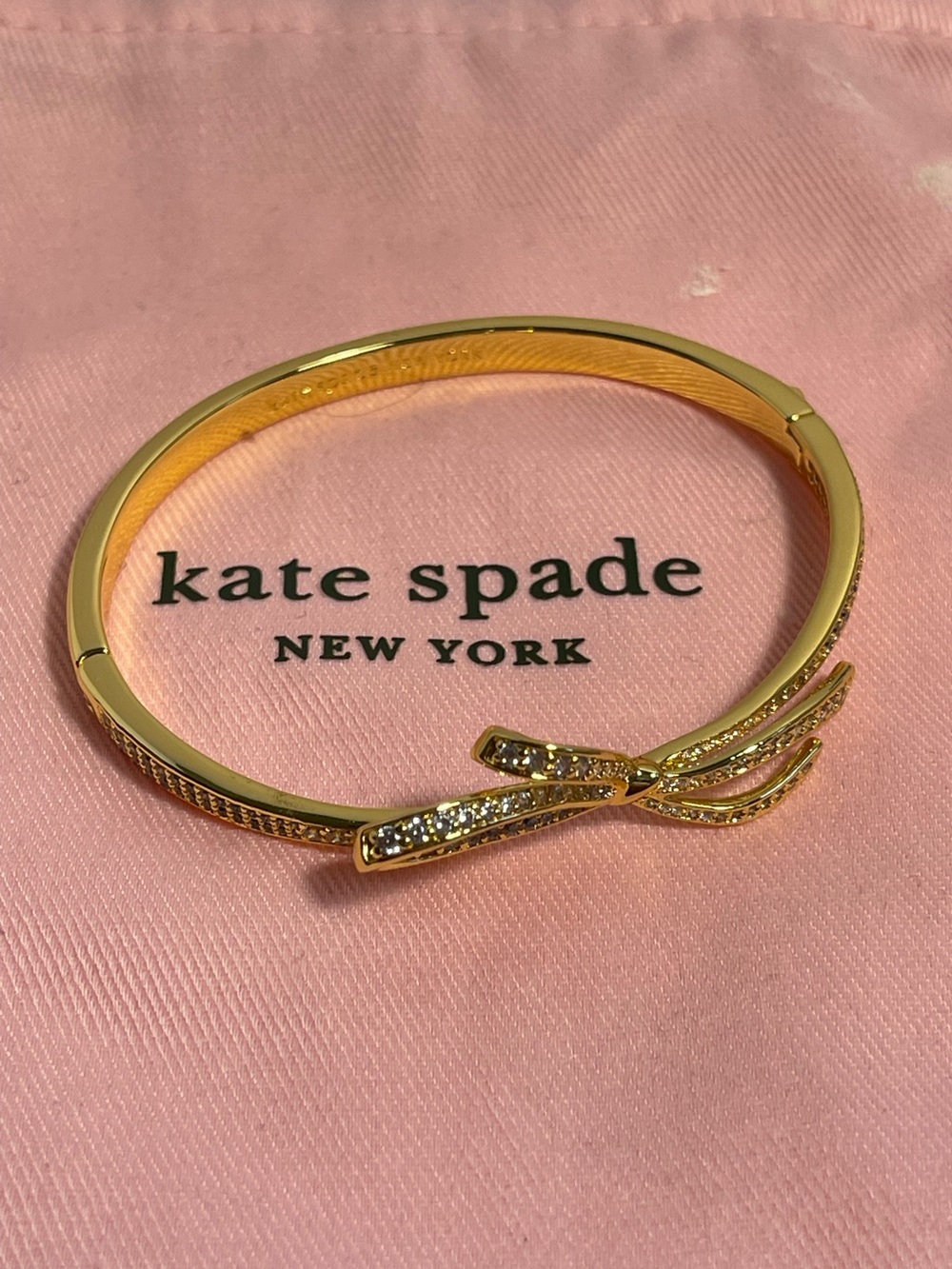 kate spade New York Gold Pavé-Crystal Bow Bangle - NWOT ** - Picture 1 of 4
